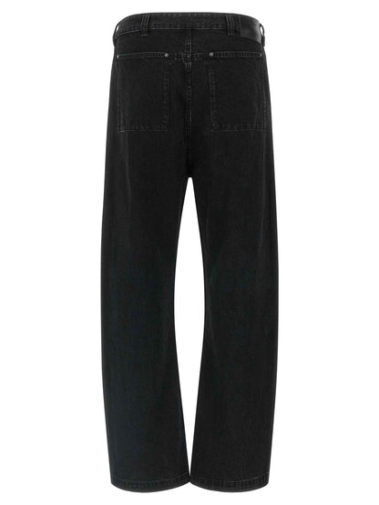 Black Cotton Straight-Leg Jeans