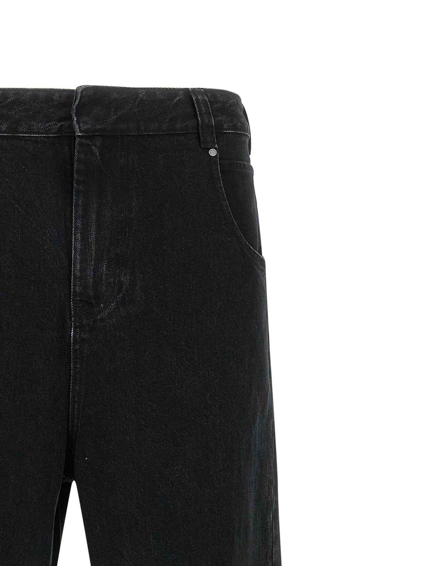 Black Cotton Straight-Leg Jeans