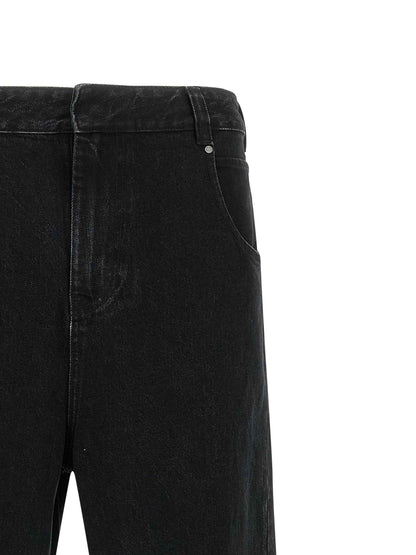 Black Cotton Straight-Leg Jeans