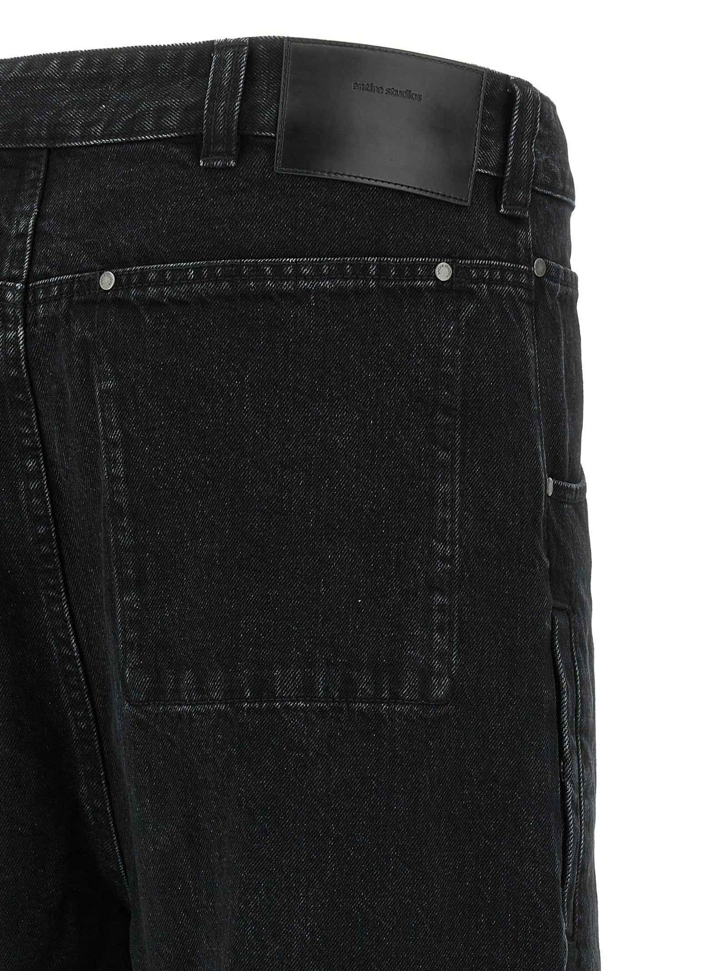 Black Cotton Straight-Leg Jeans