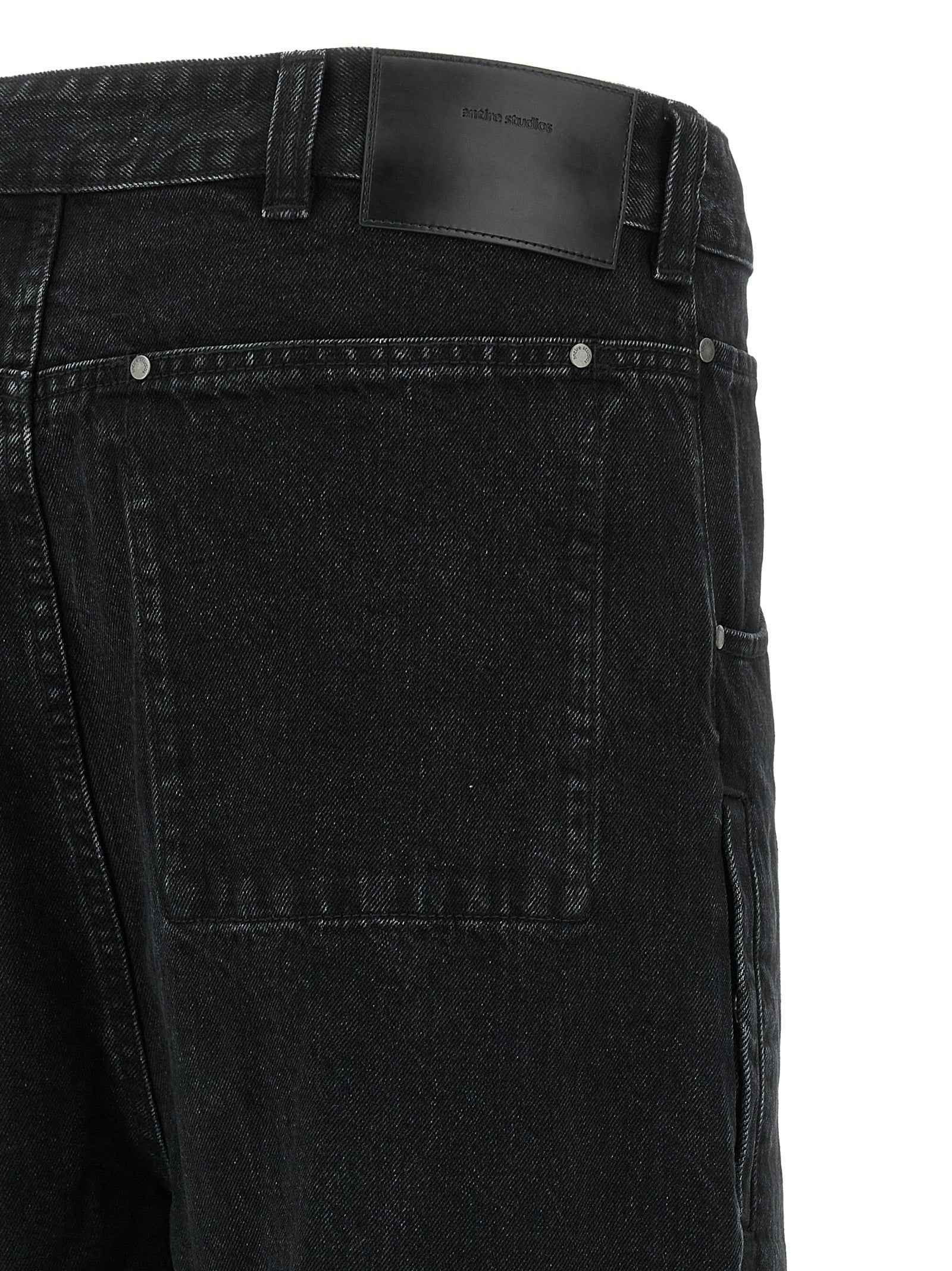 Black Cotton Straight-Leg Jeans