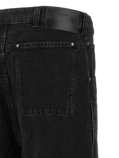 Black Cotton Straight-Leg Jeans