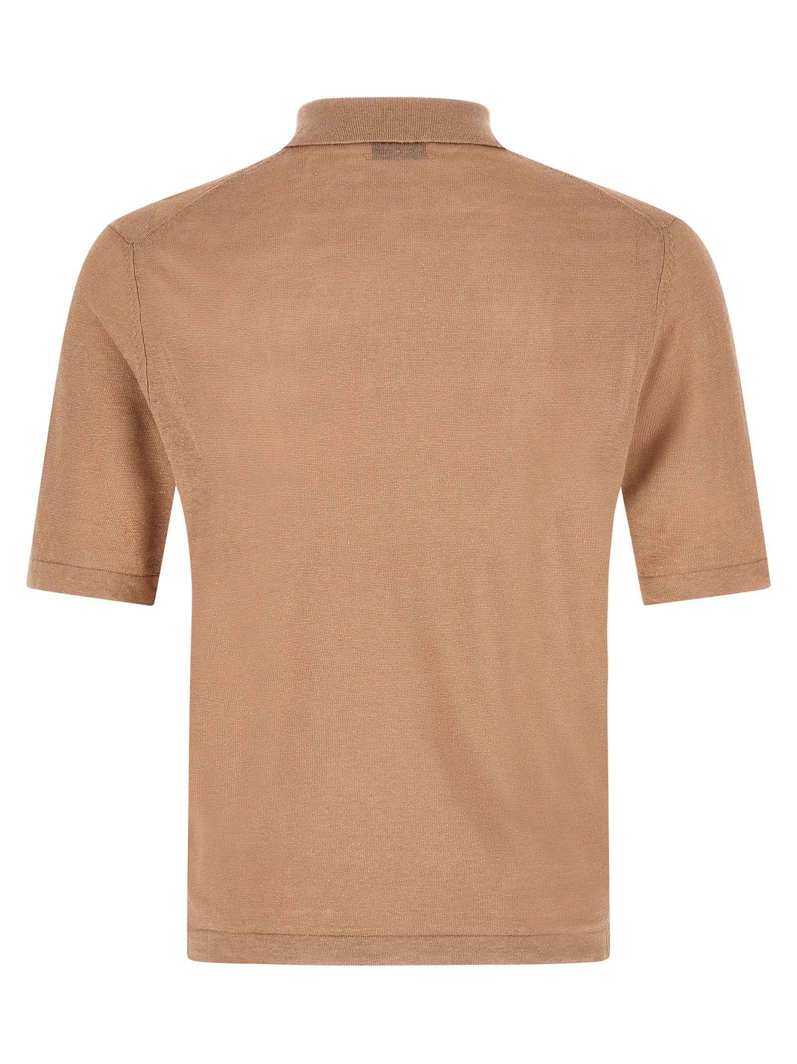 Beige Linen Polo Shirt