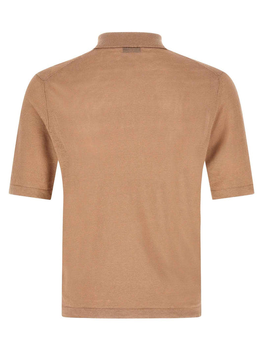 Beige Linen Polo Shirt