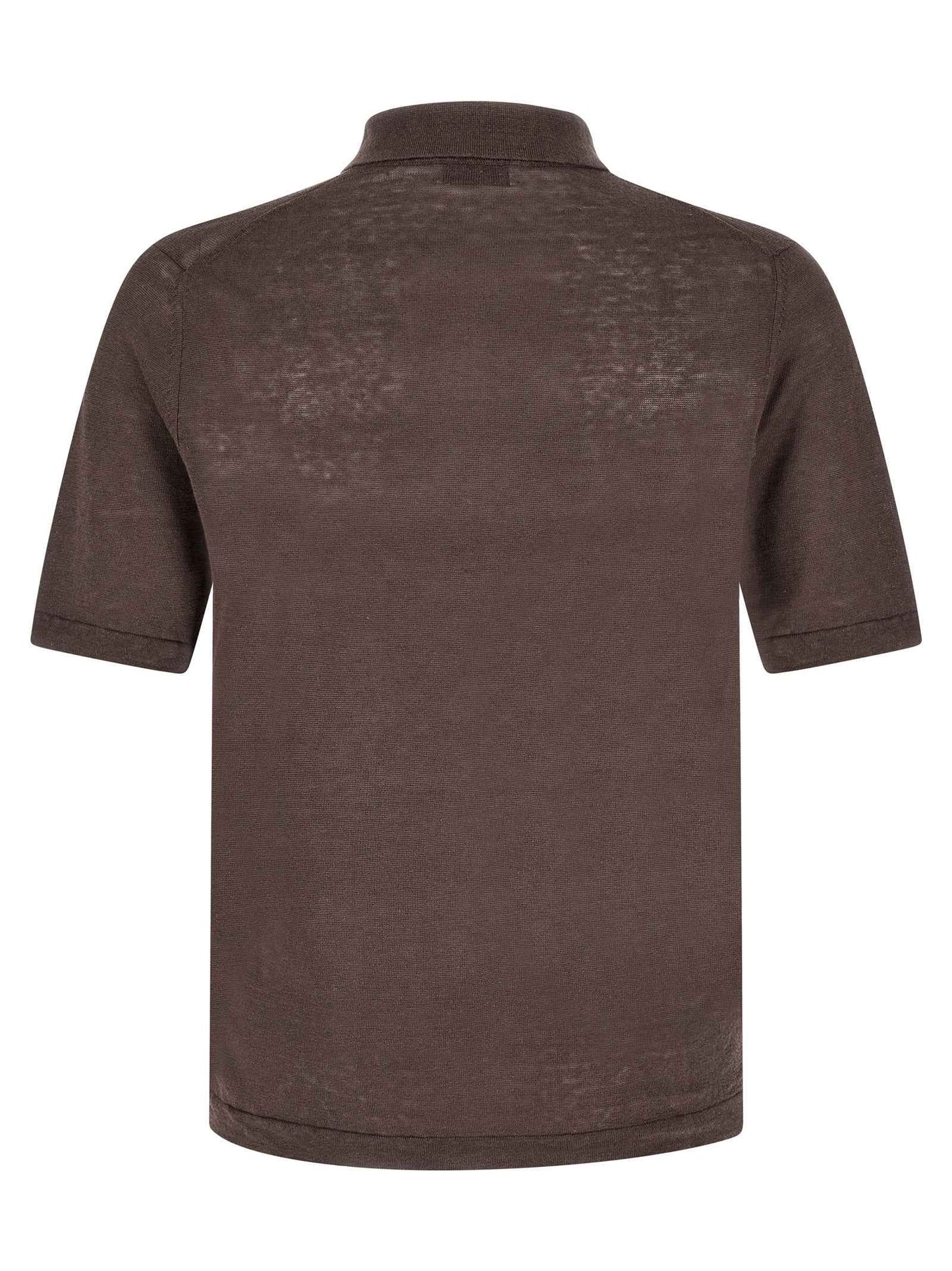 Brown Linen Polo Shirt