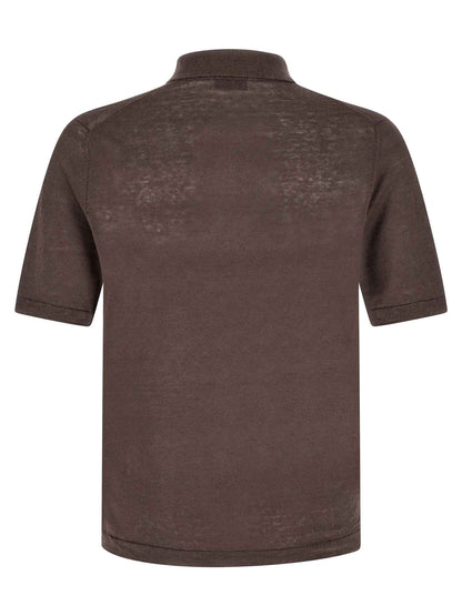 Brown Linen Polo Shirt