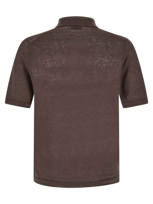 Brown Linen Polo Shirt