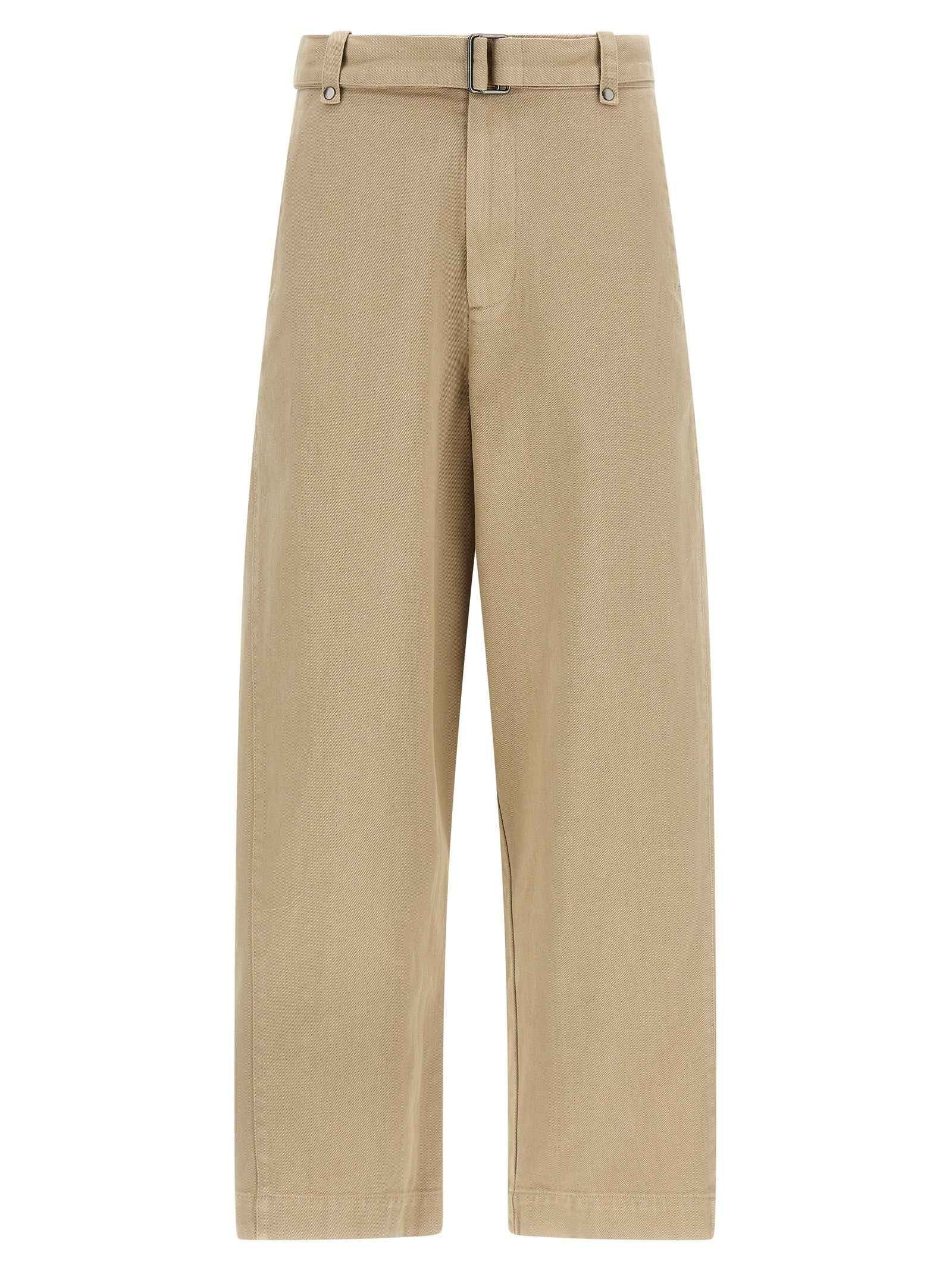 Beige Cotton Casual Pants