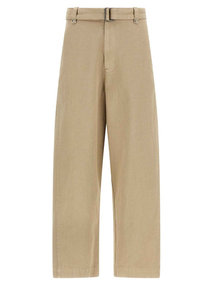 Beige Cotton Casual Pants