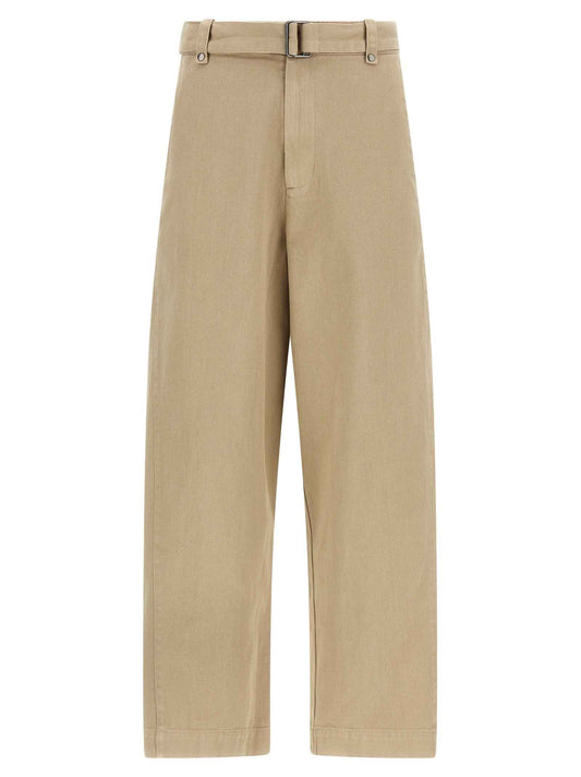 Beige Cotton Casual Pants