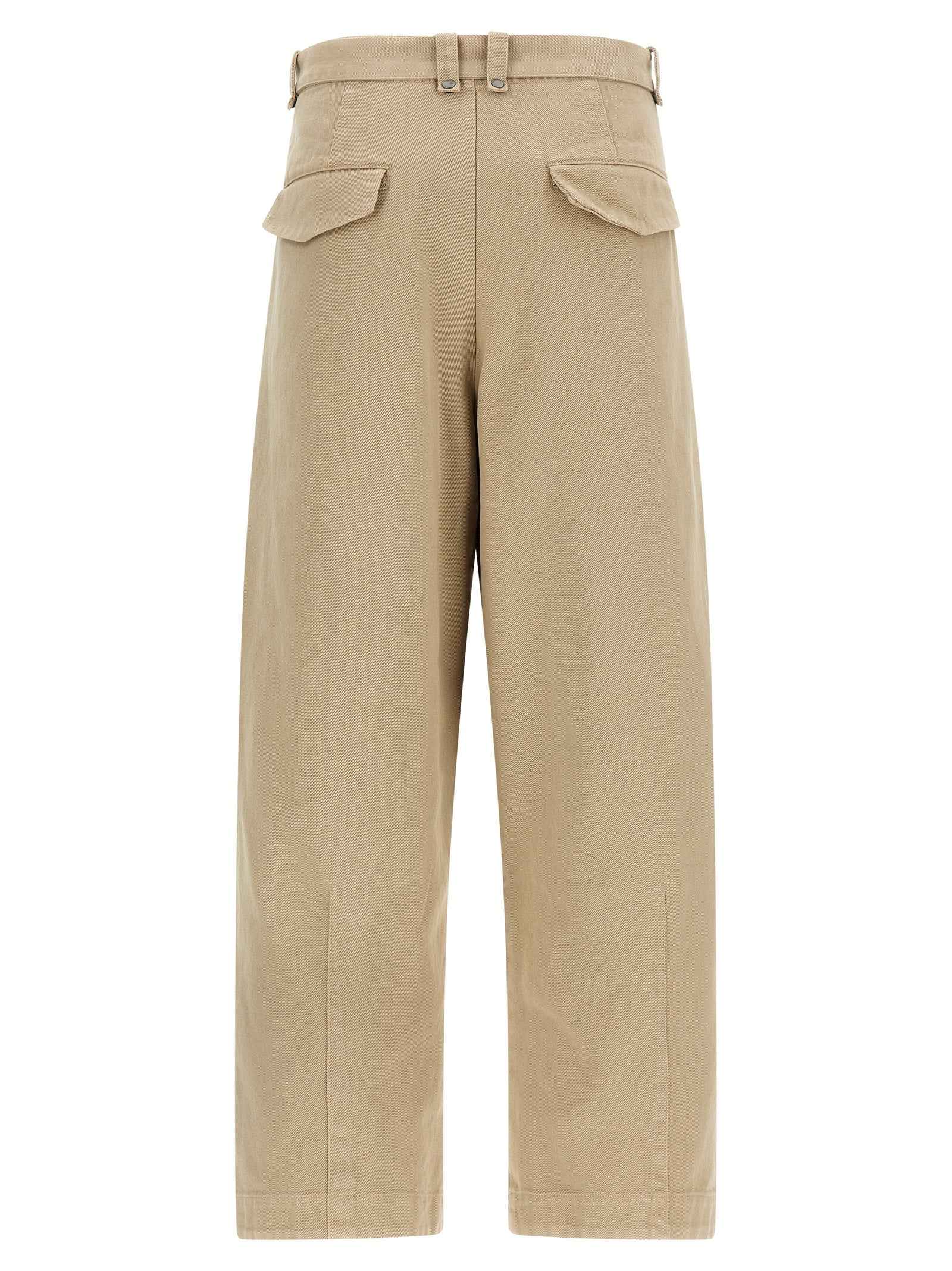 Beige Cotton Casual Pants