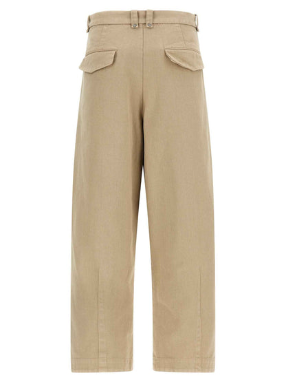 Beige Cotton Casual Pants