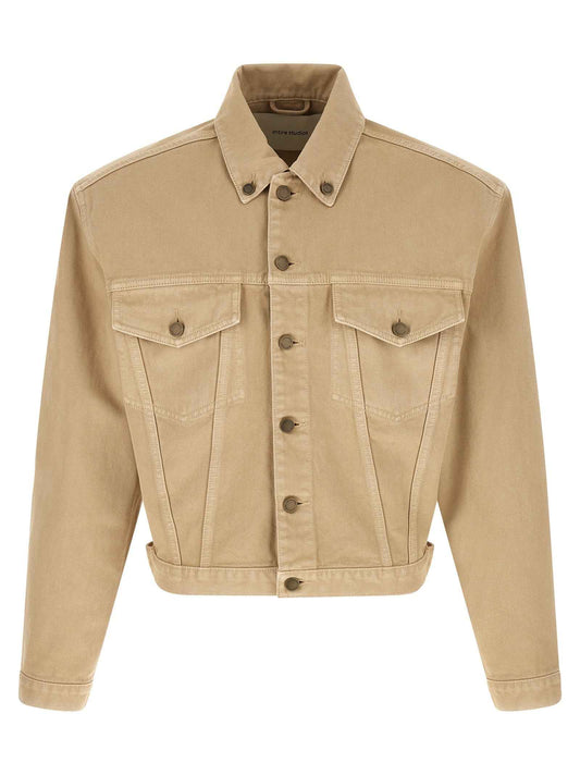 Beige Cotton Denim Jacket