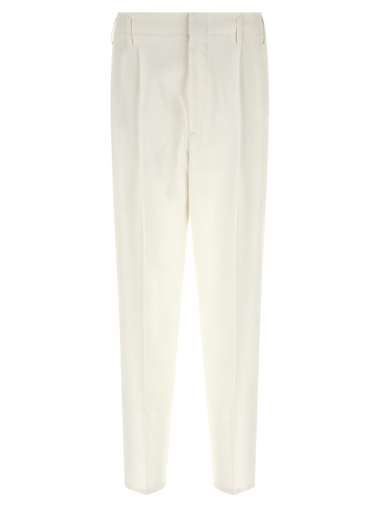 White Cotton Casual Pants