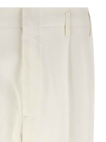 White Cotton Casual Pants