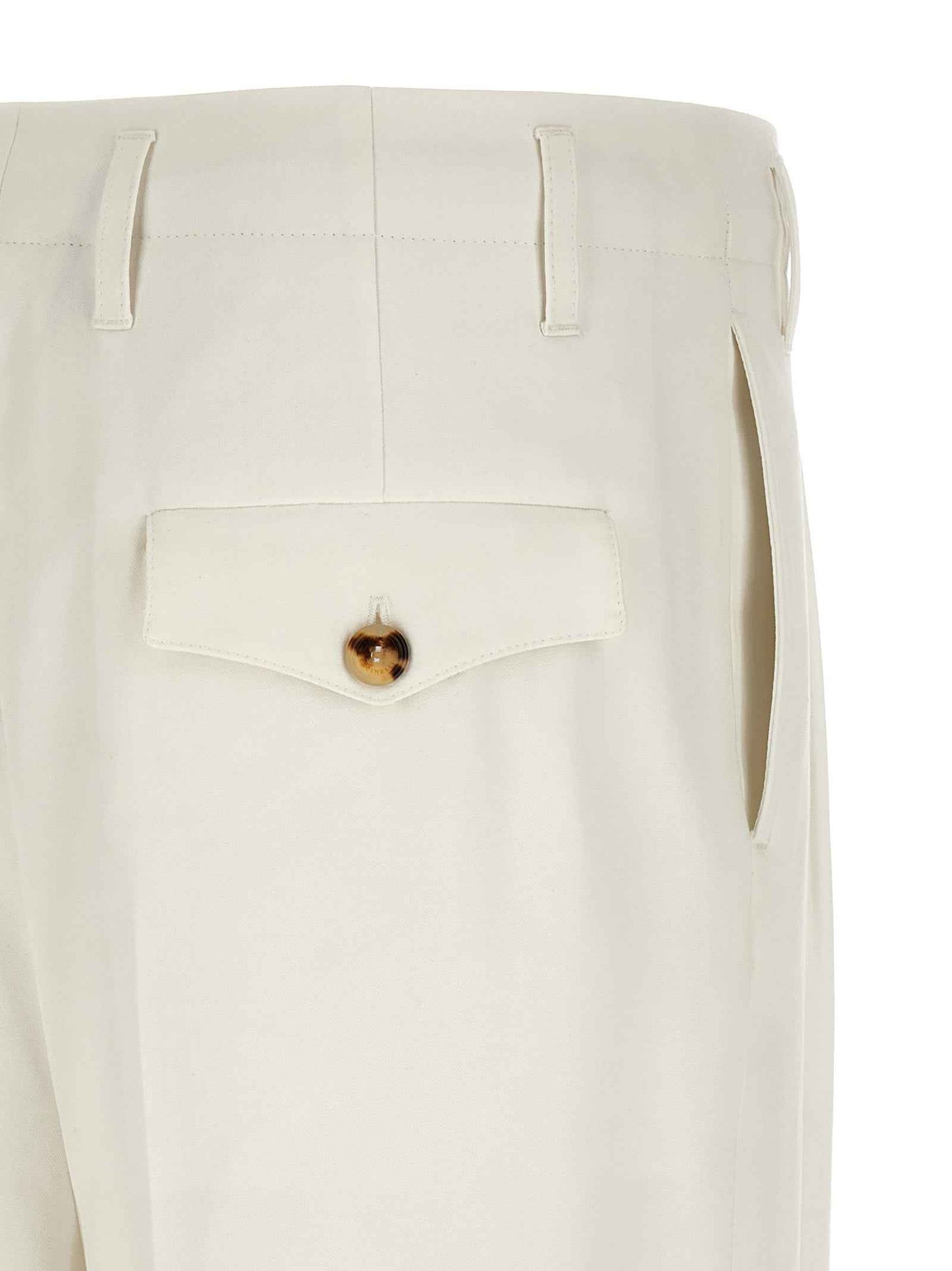 White Cotton Casual Pants
