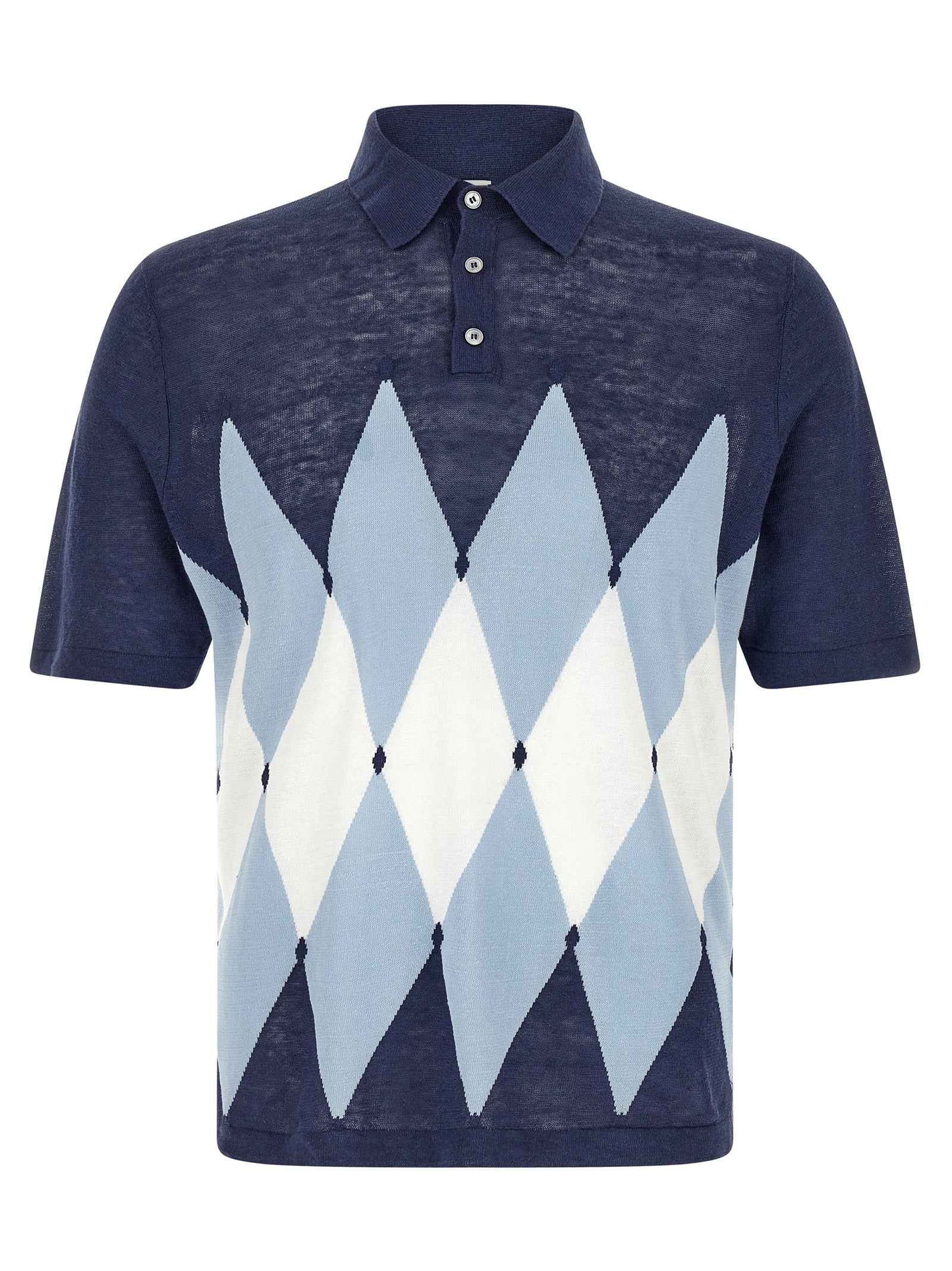 Blue Linen Polo Shirt