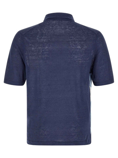 Blue Linen Polo Shirt