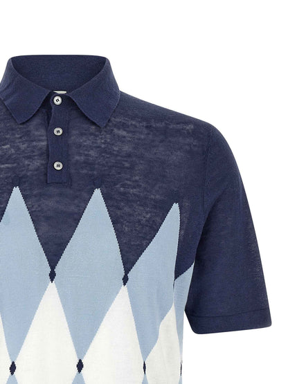 Blue Linen Polo Shirt