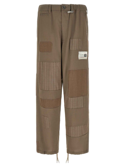 Beige Wool Casual Pants