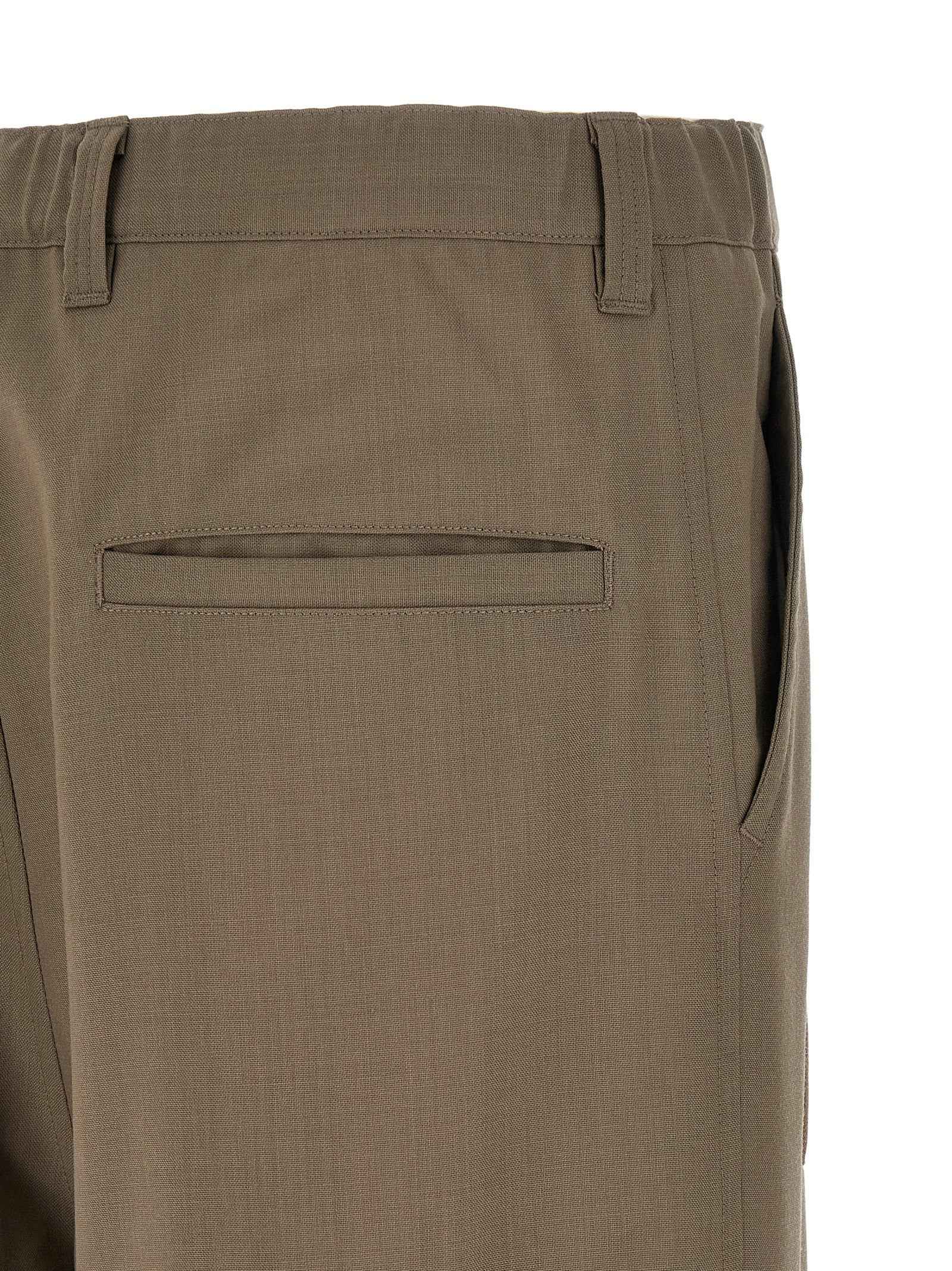 Beige Wool Casual Pants