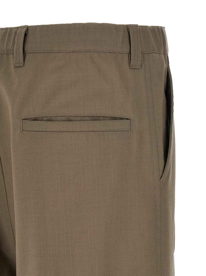 Beige Wool Casual Pants
