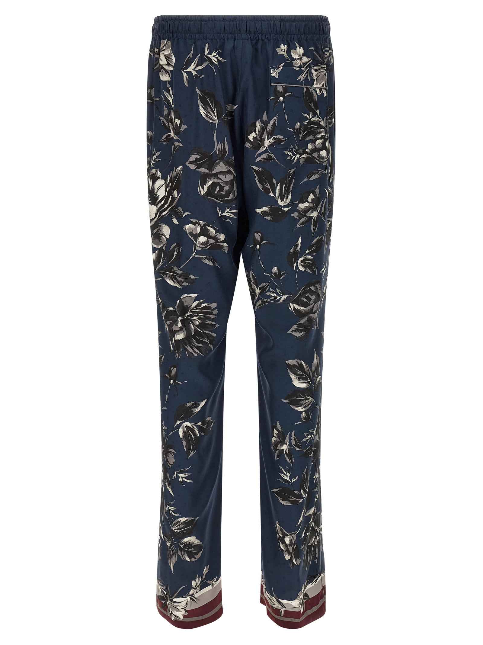 Blue Silk Casual Pants