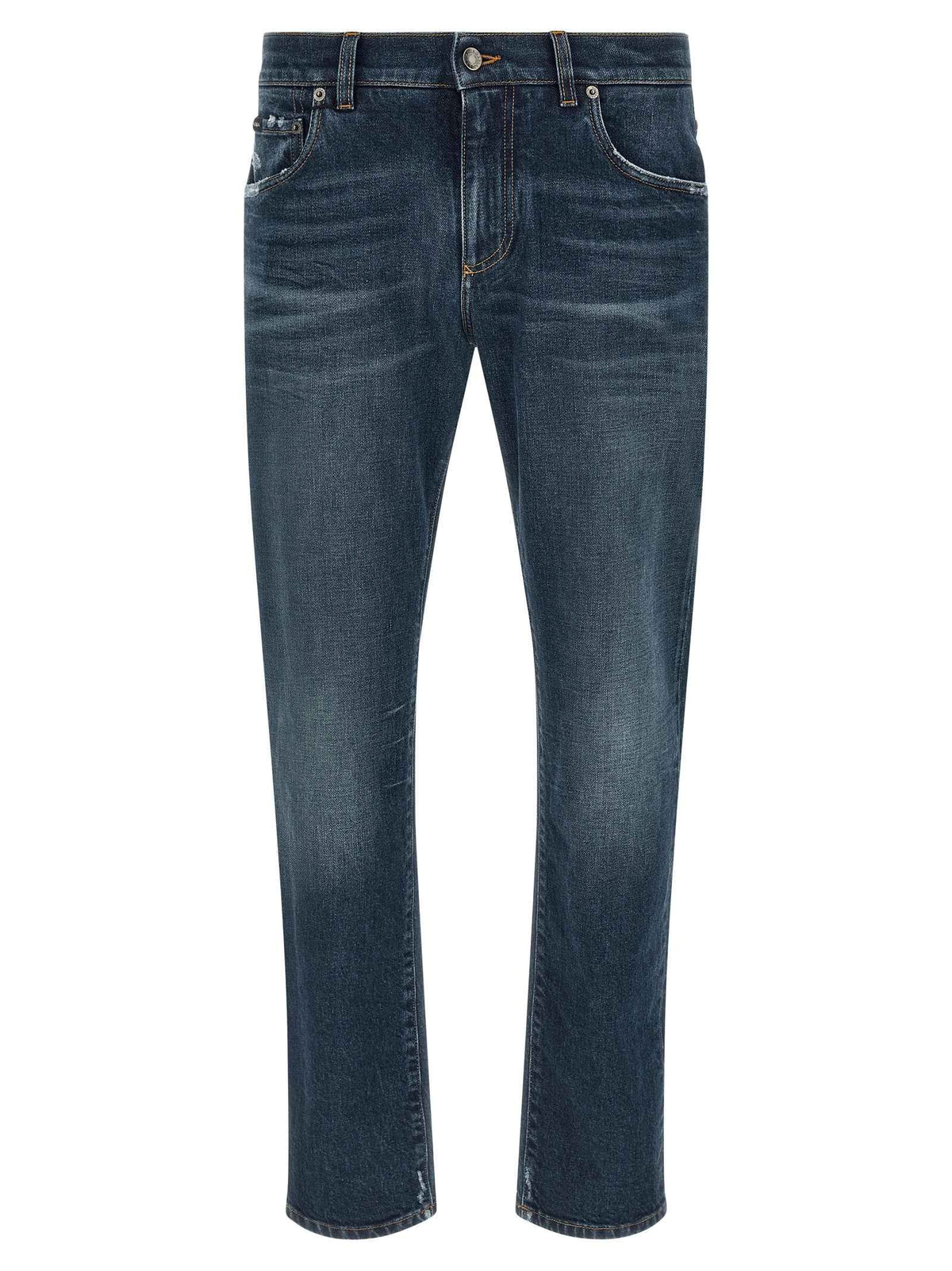 Blue Cotton Slim Fit Jeans