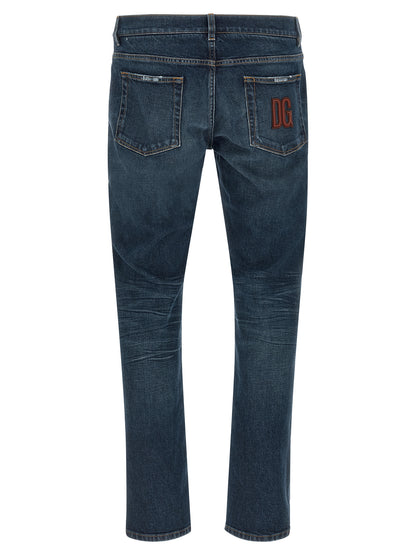 Blue Cotton Slim Fit Jeans