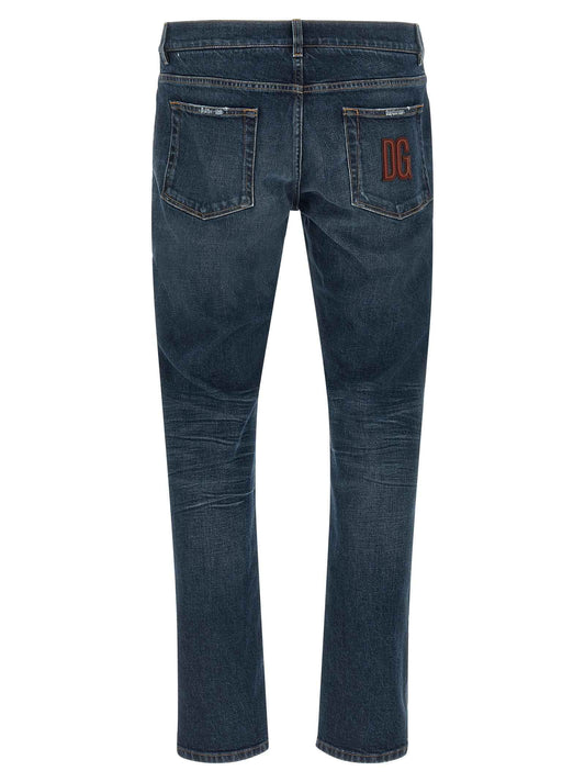 Blue Cotton Slim Fit Jeans