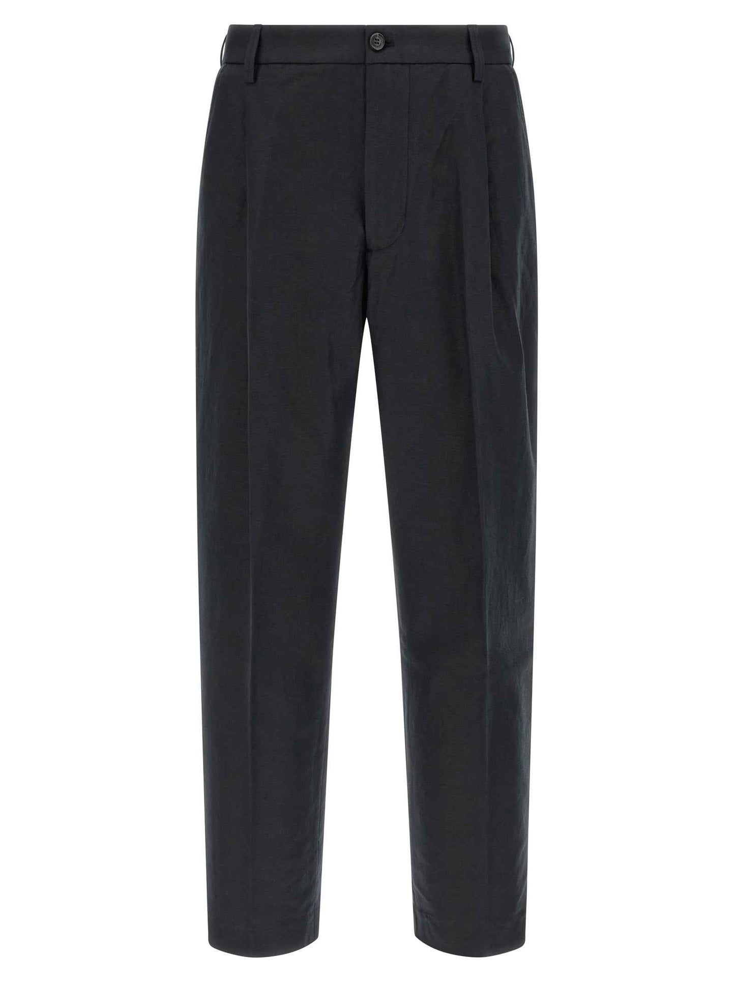 Black Cotton Casual Pants
