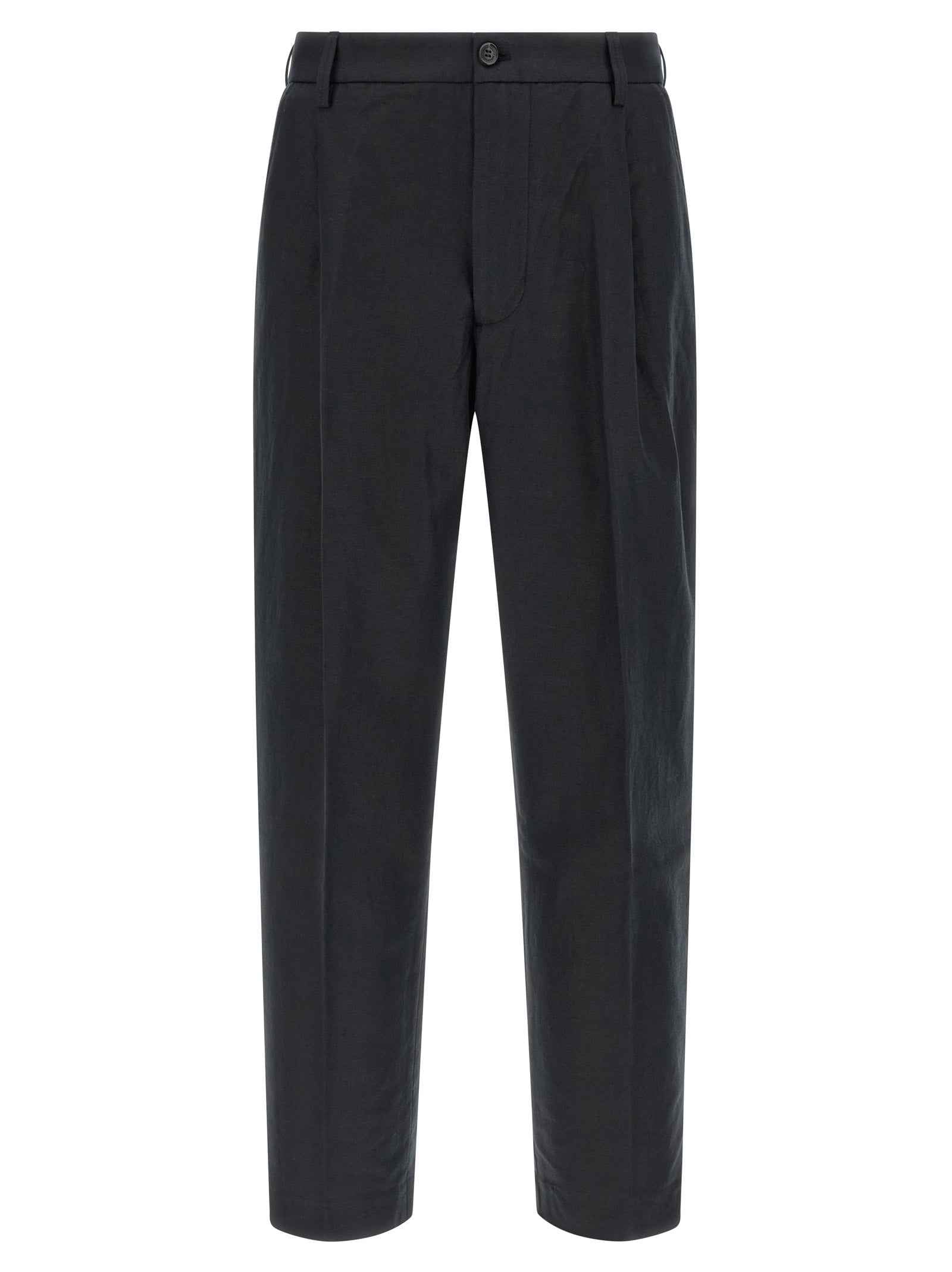 Black Cotton Casual Pants
