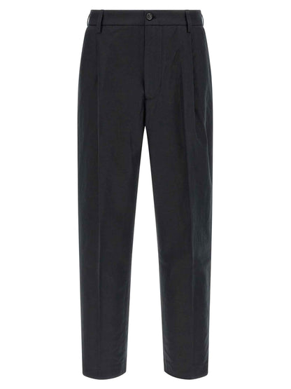 Black Cotton Casual Pants