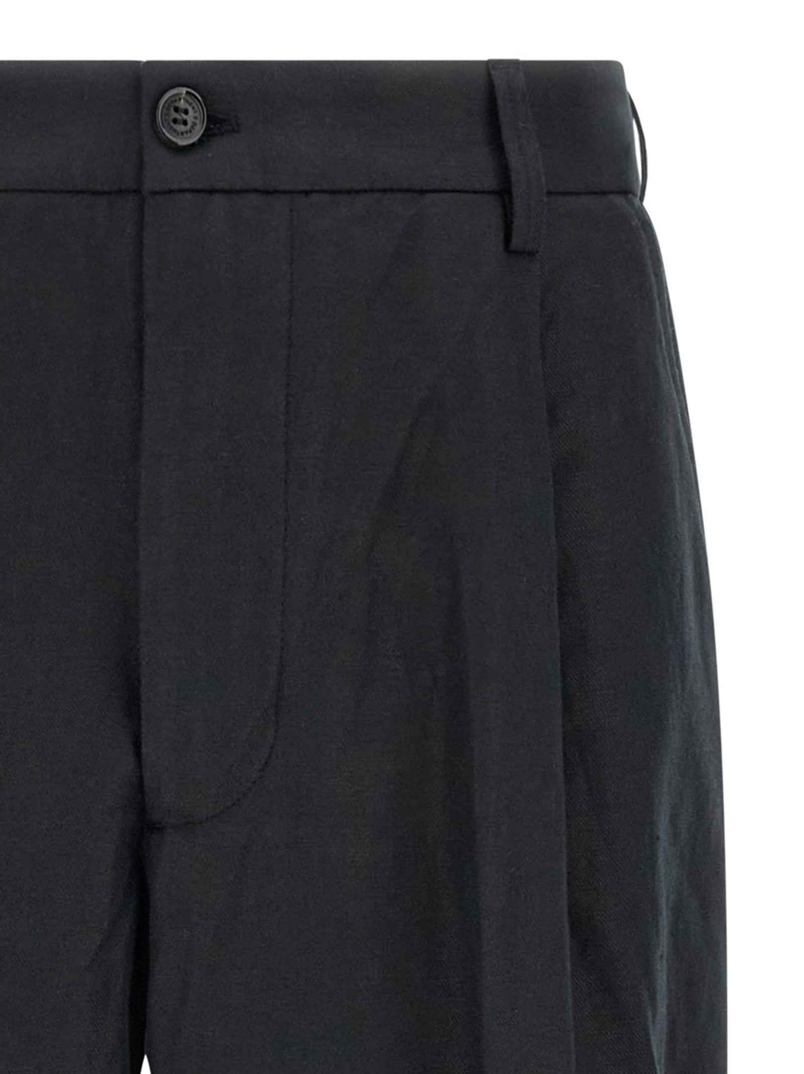 Black Cotton Casual Pants