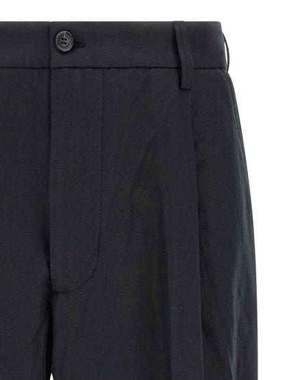 Black Cotton Casual Pants