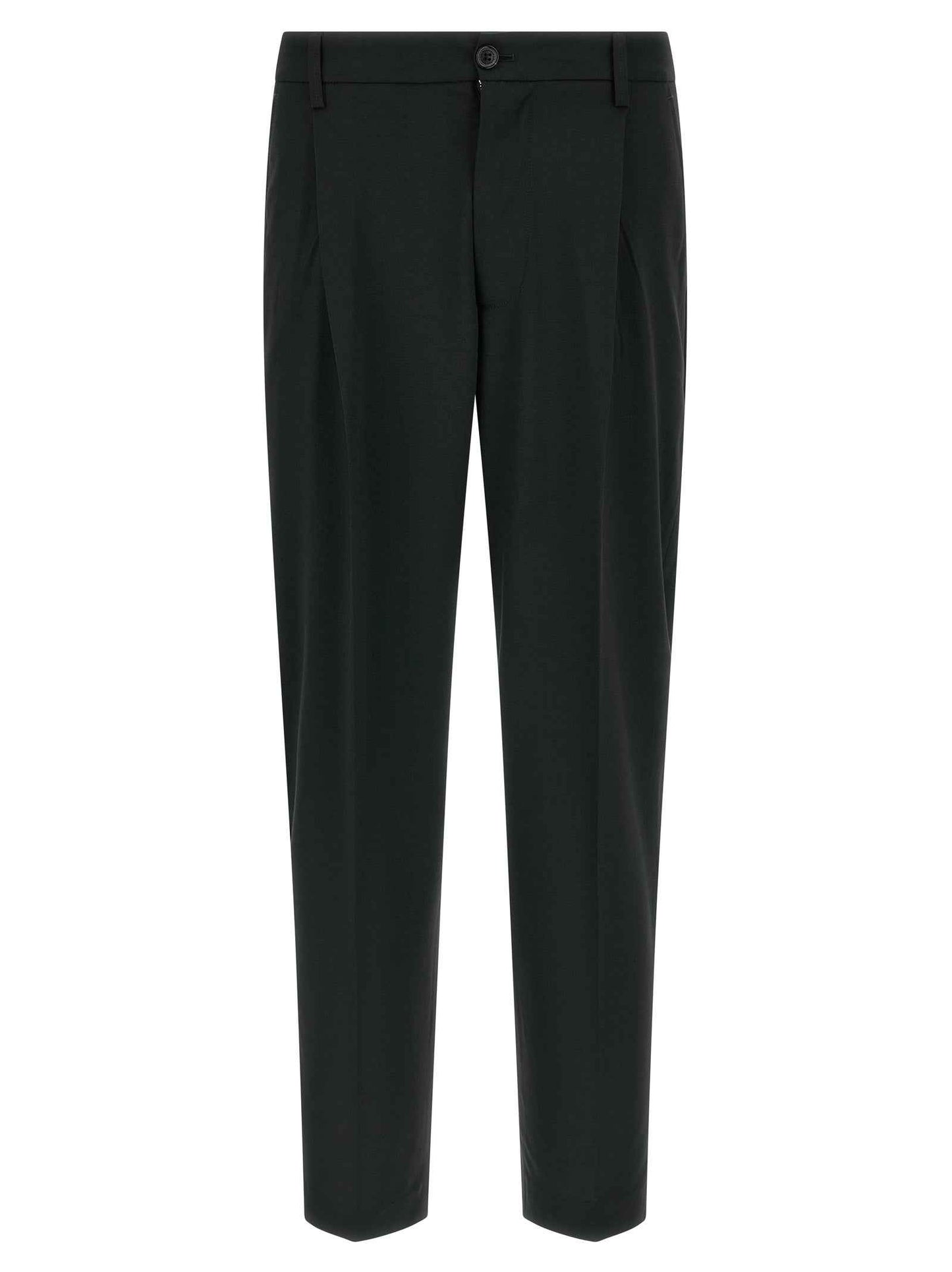 Black Polyester Casual Pants