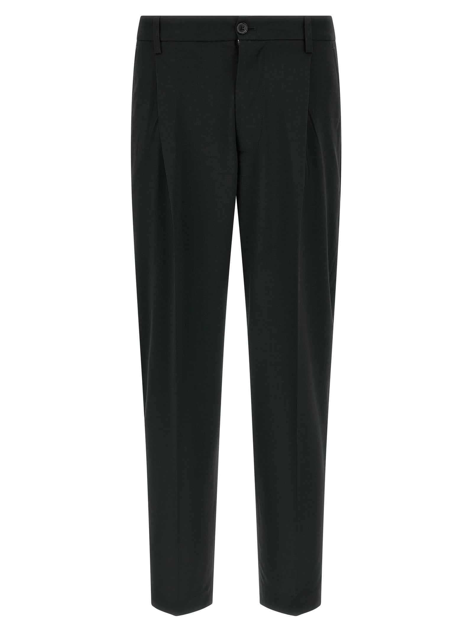 Black Polyester Casual Pants
