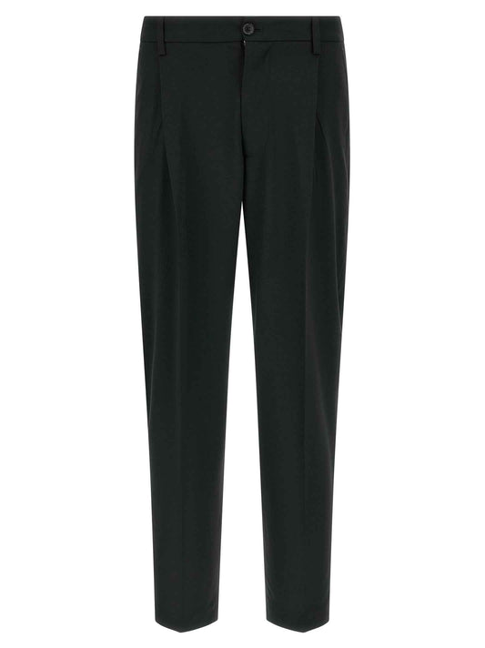 Black Polyester Casual Pants