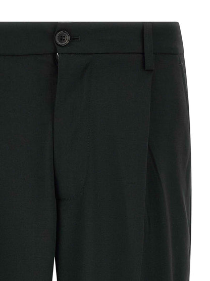 Black Polyester Casual Pants