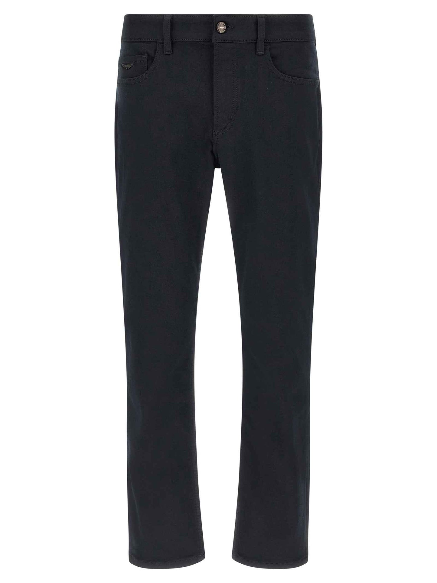 Blue Polyester Straight-Leg Jeans