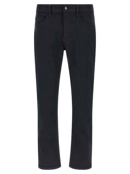 Blue Polyester Straight-Leg Jeans