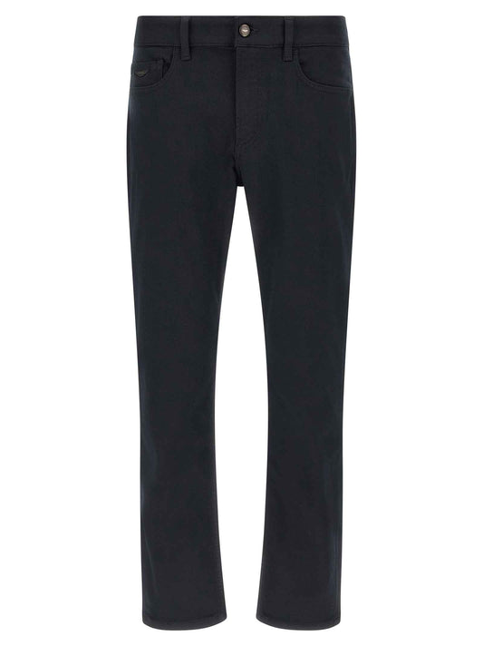 Blue Polyester Straight-Leg Jeans