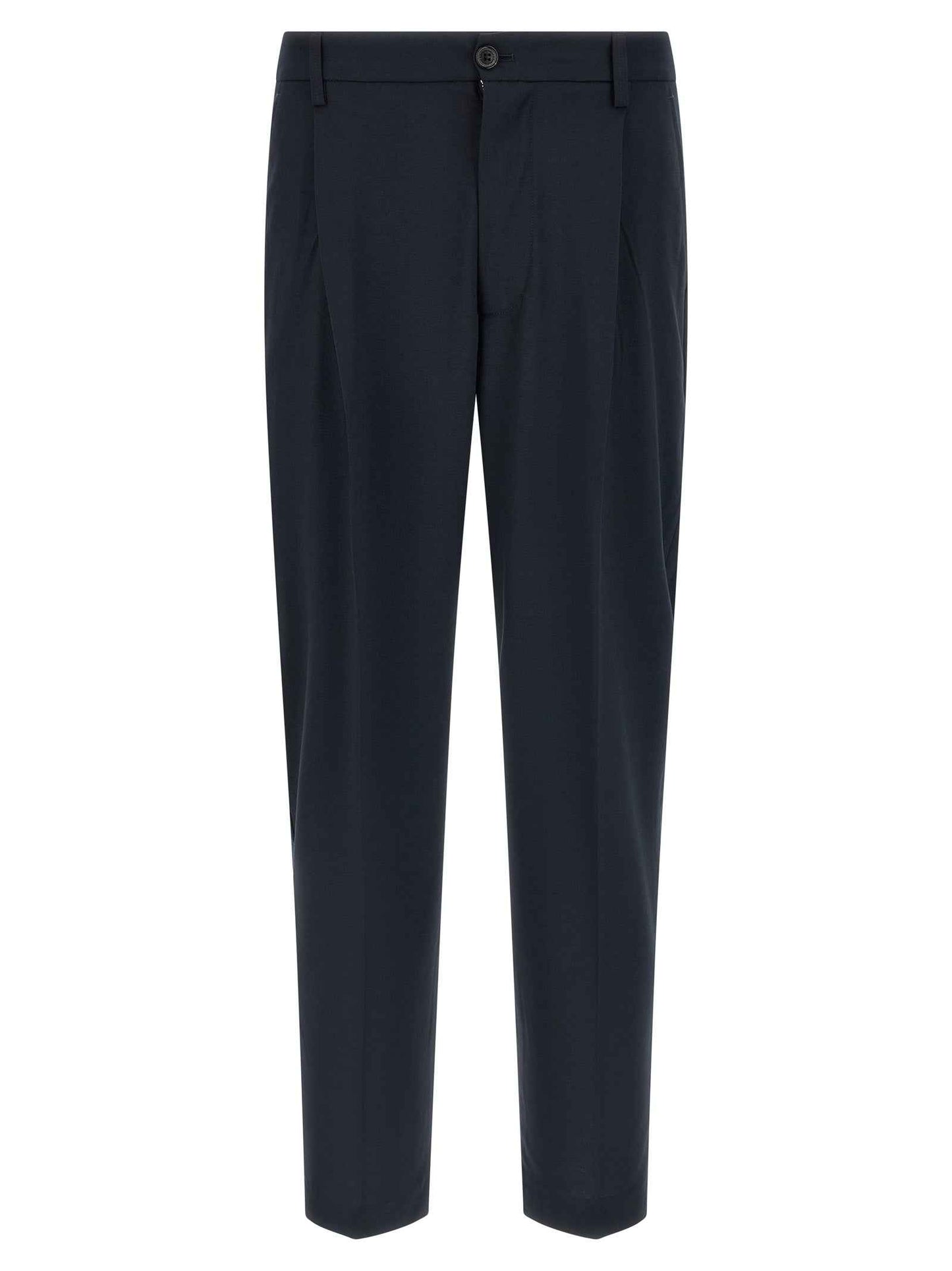 Blue Polyester Casual Pants