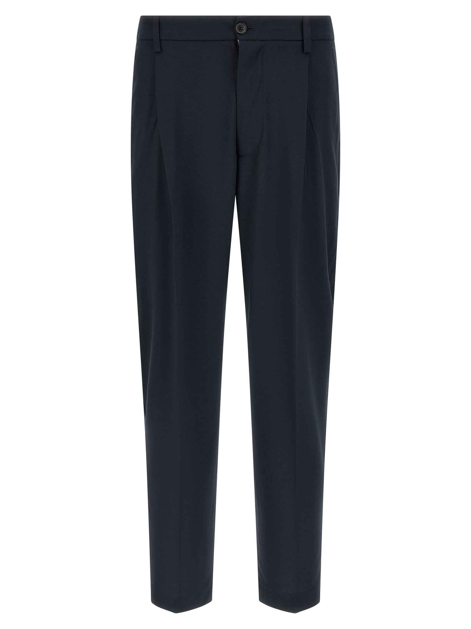 Blue Polyester Casual Pants