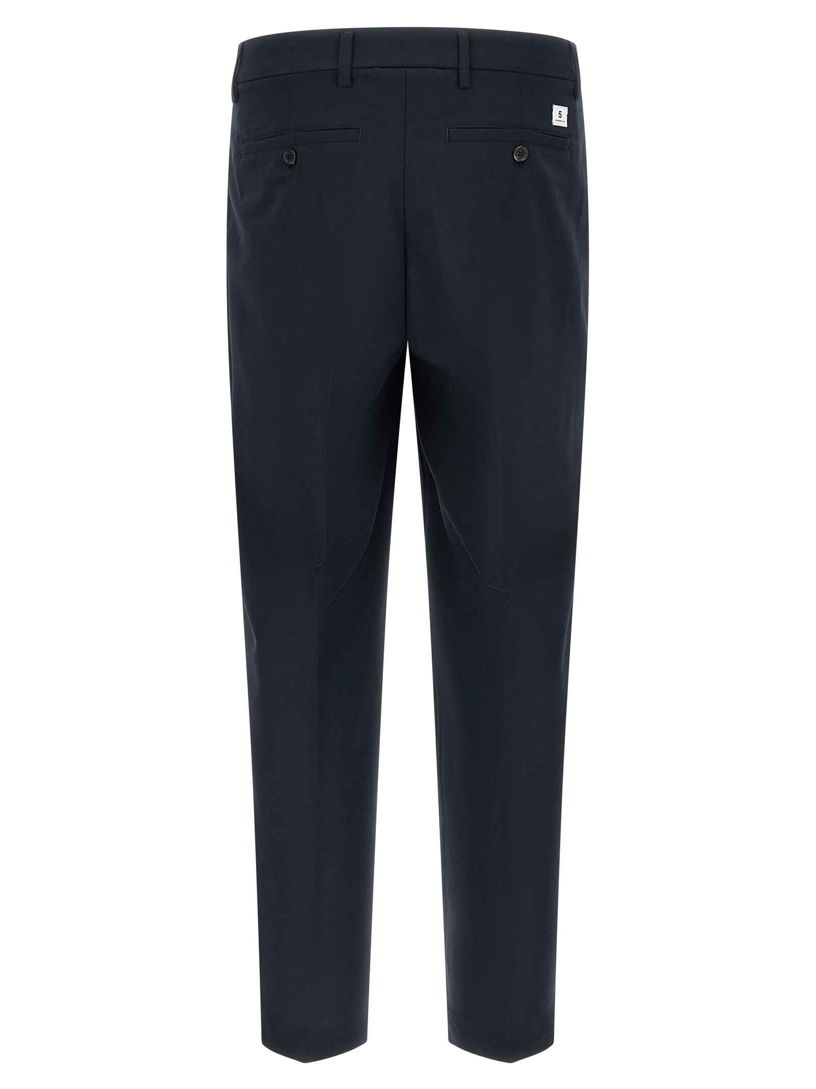 Blue Polyester Casual Pants