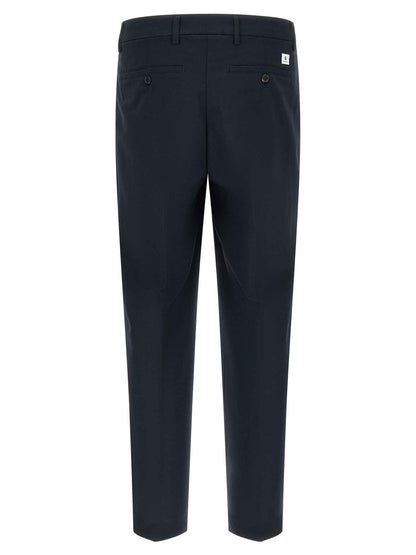 Blue Polyester Casual Pants