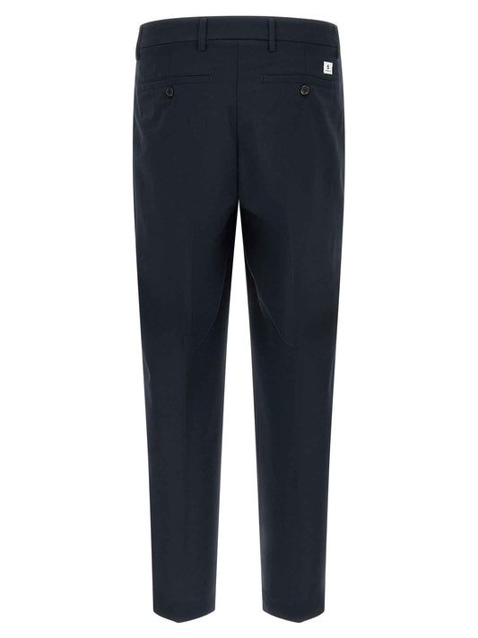 Blue Polyester Casual Pants