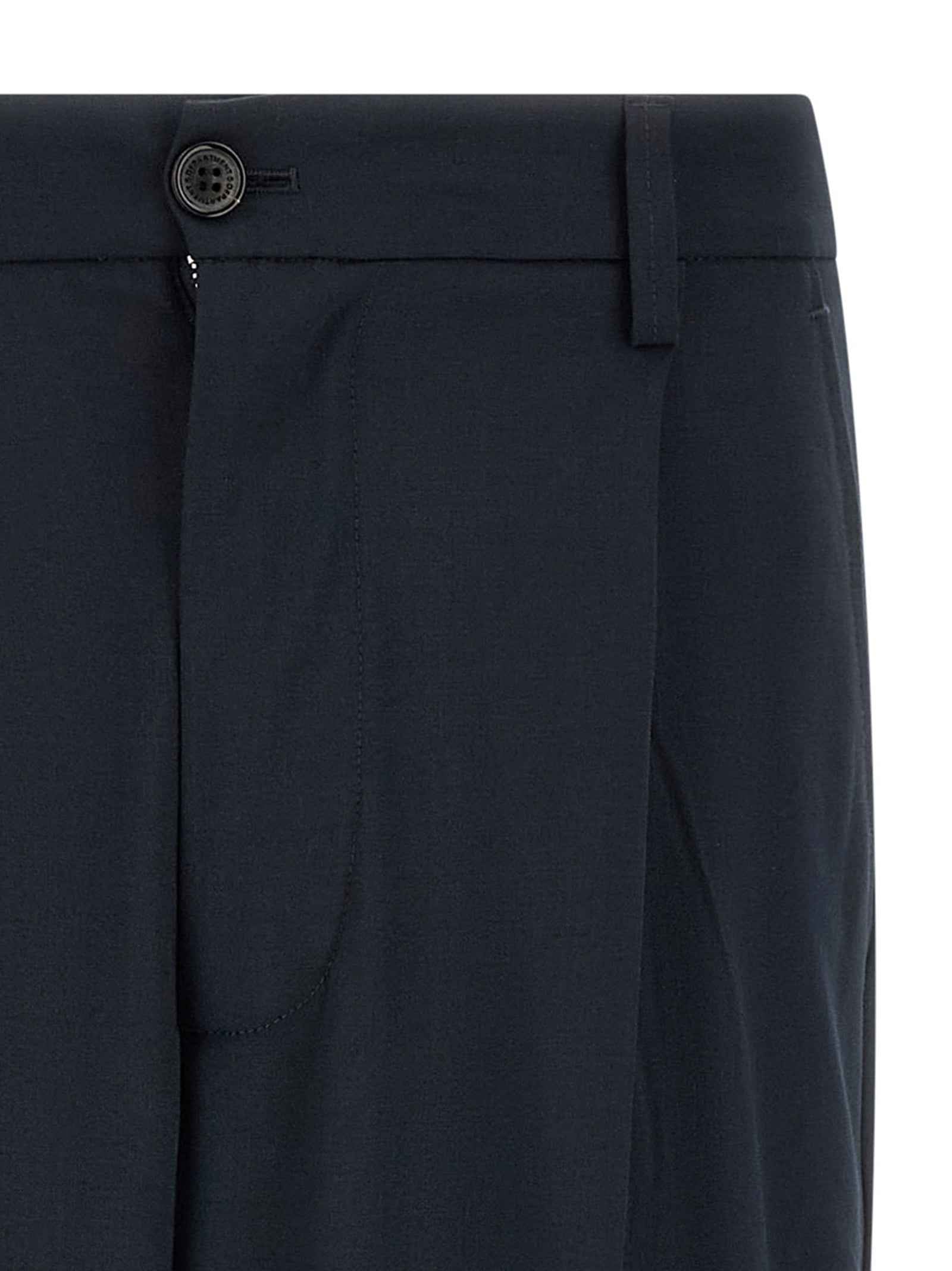Blue Polyester Casual Pants