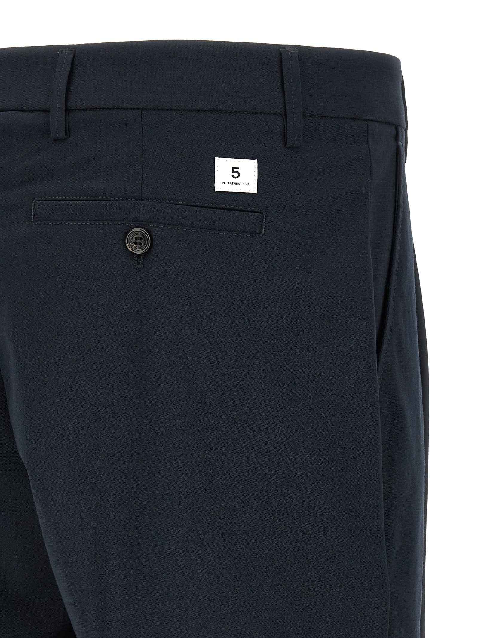 Blue Polyester Casual Pants