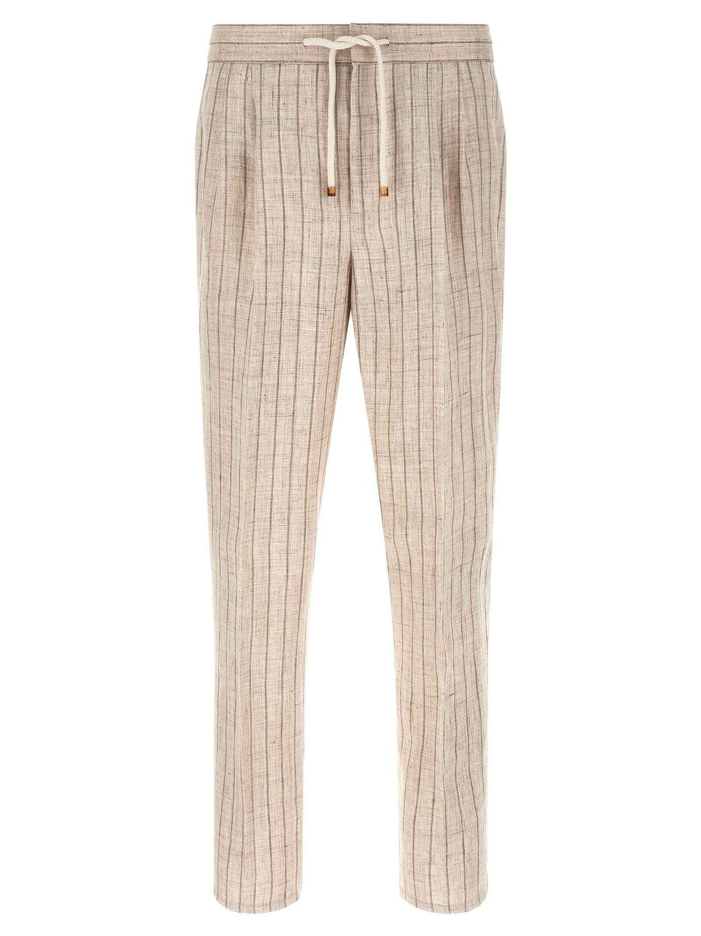 Beige Linen Casual Pants